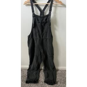 Aerie black linen overalls women's size small